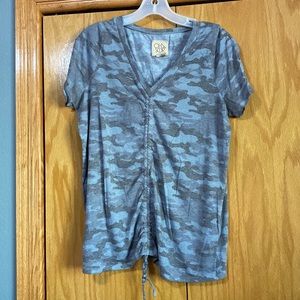 Blue camo short sleeve shirt